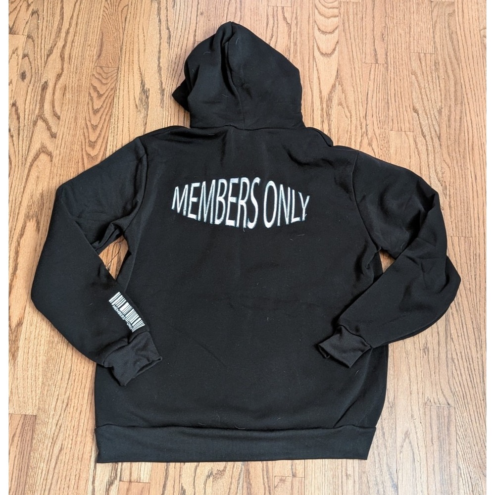 Members Only Hoodie Pullover Graphic Teddy Bear Hands Black Men's Large, NWT - Picture 9 of 15